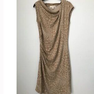 Michael Kors tan rayon giraffe print knit dress